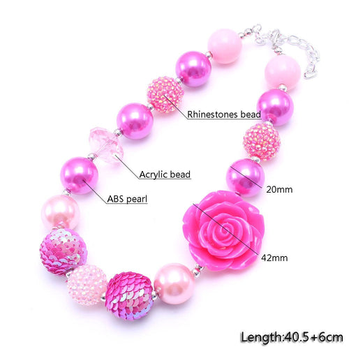 Pink Rose Acrylic Beaded Dog Necklace - Large