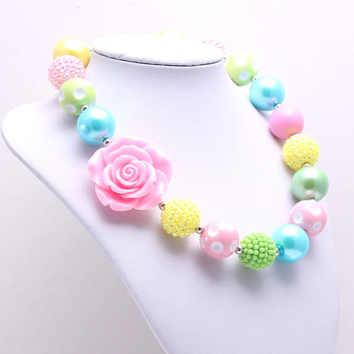 Rose Heart Bow Acrylic Beaded Dog Necklace (3Colors)