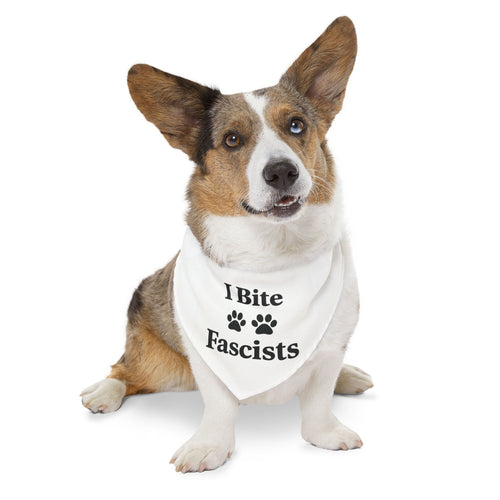 I Bite Fascists Dog Bandana and Collar