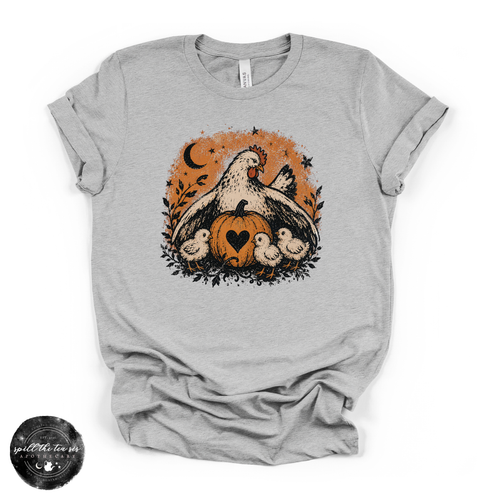 Hen in the Pumpkin Patch Tee | Cozy Farmhouse Fall Graphic T-Shirt