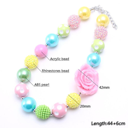 Rose Heart Bow Acrylic Beaded Dog Necklace (3Colors)