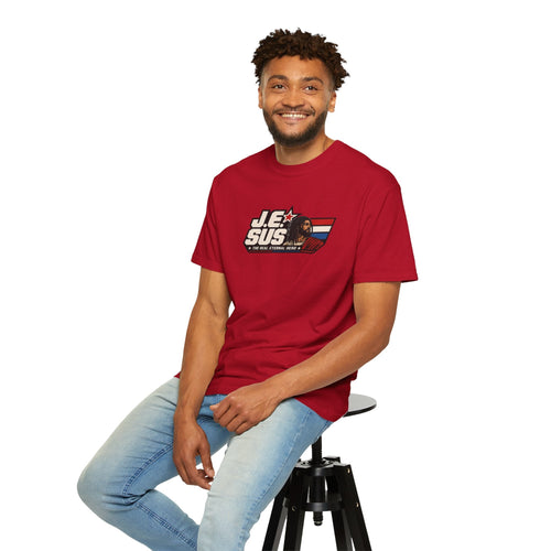 Jesus Retro Graphic T-Shirt — “J.E.SUS The  Real Eternal Hero” Christian Vintage Tee