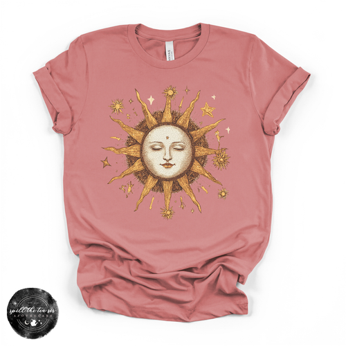 Summer Celestial Sun Tee | Boho Sun & Moon Graphic T-Shirt