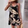 Summer Women's Vacation Leisure Plant Print Sleeveless Dress