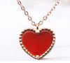 925 Sterling Silver Gold Plated Red Agate Heart-shaped Pendant