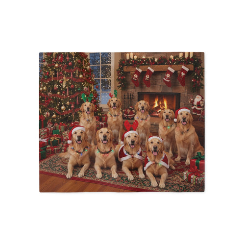 Golden Retrievers Holiday Portrait Blanket