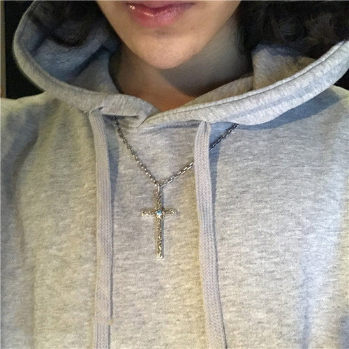 Indian Style Tang Grass Relief Cross Madonna Pendant