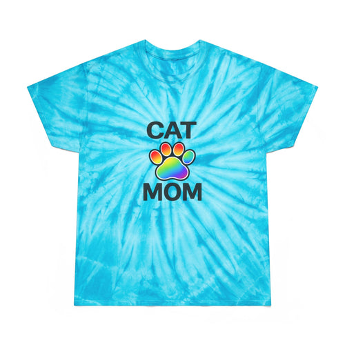 Pride Cat Mom Color Blast Tie-Dye Tee Sizes Small - 2XL (3 colors)