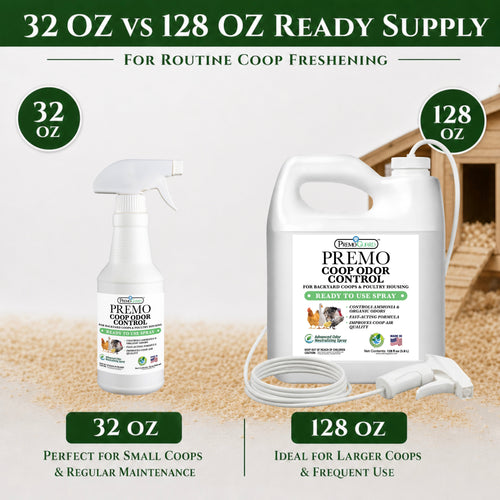 Chicken Coop Odor Control Spray 128 oz | Neutralizes Ammonia Smell | Premo Guard