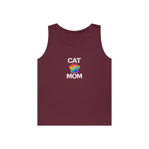 Pride Cat Mom Unisex Heavy Cotton Tank Top (8 Colors)