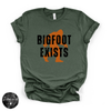 Bigfoot Exists Tee | Funny Cryptid Graphic T-Shirt (BLACK DESIGN)