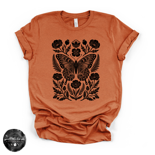 Black Butterfly Moth Fall Tee | Gothic Autumn Graphic T-Shirt