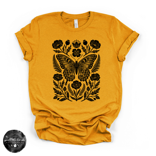 Black Butterfly Moth Fall Tee | Gothic Autumn Graphic T-Shirt