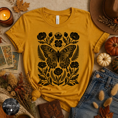 Black Butterfly Moth Fall Tee | Gothic Autumn Graphic T-Shirt