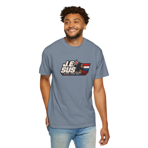 Jesus Retro Graphic T-Shirt — “J.E.SUS The  Real Eternal Hero” Christian Vintage Tee