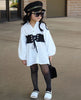 Girls' suit woven cotton V-neck cardigan
