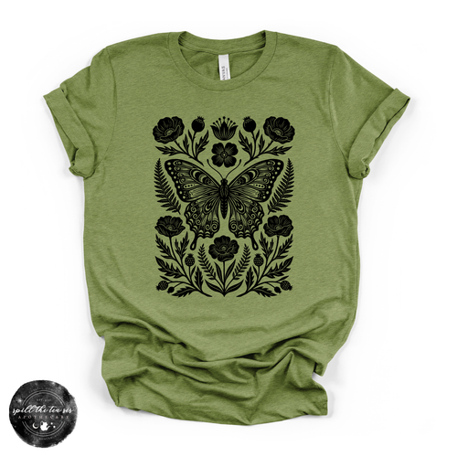 Black Butterfly Moth Fall Tee | Gothic Autumn Graphic T-Shirt
