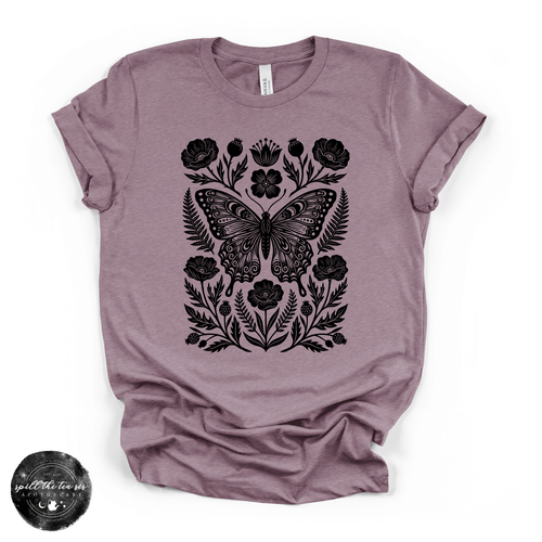 Black Butterfly Moth Fall Tee | Gothic Autumn Graphic T-Shirt