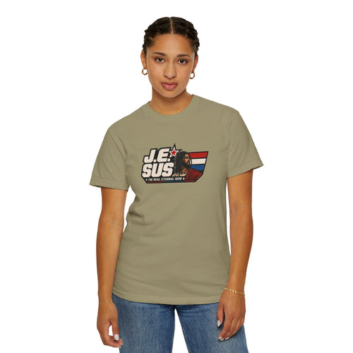 Jesus Retro Graphic T-Shirt — “J.E.SUS The  Real Eternal Hero” Christian Vintage Tee