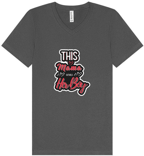 This Mama Loves Her Boy Unisex V-Neck Shirt