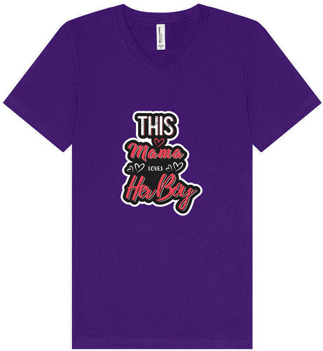 This Mama Loves Her Boy Unisex V-Neck Shirt