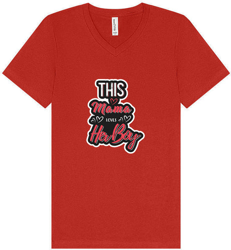 This Mama Loves Her Boy Unisex V-Neck Shirt