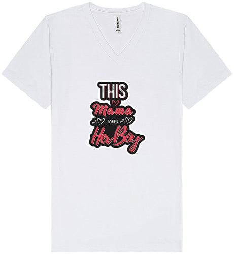This Mama Loves Her Boy Unisex V-Neck Shirt