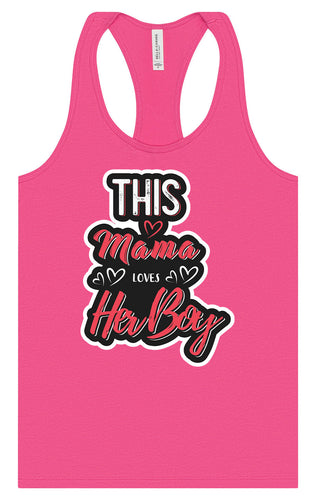 This Mama Loves Her Boy Women's Racerback Tank