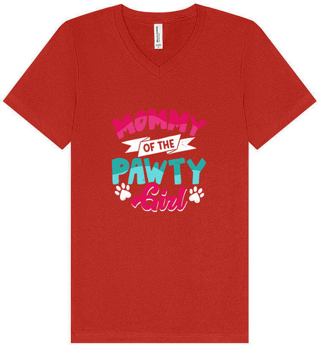 Mommy of the Pawty Girl Unisex V-Neck Shirt