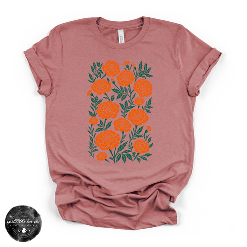 Marigold Tee | Botanical Floral Graphic T-Shirt