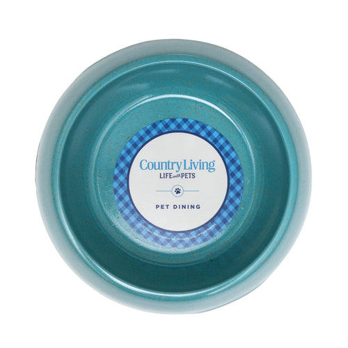 Country Living Set of 2 Natural Fiber Dog Bowls – Teal Blue