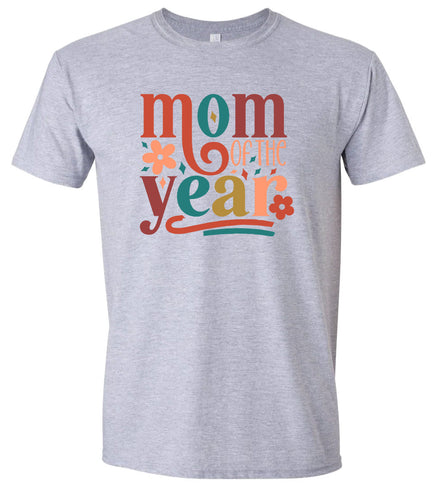 Colorful Mom of the Year Adult Gildan Soft Shirt