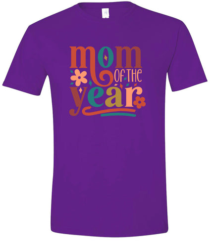 Colorful Mom of the Year Adult Gildan Soft Shirt