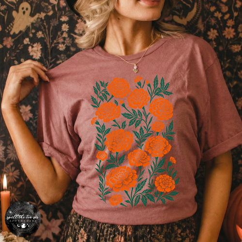 Marigold Tee | Botanical Floral Graphic T-Shirt