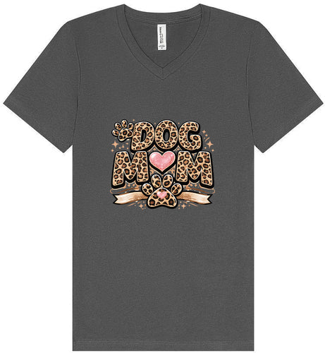 Leopard Print Dog Mom Unisex V-Neck Shirt