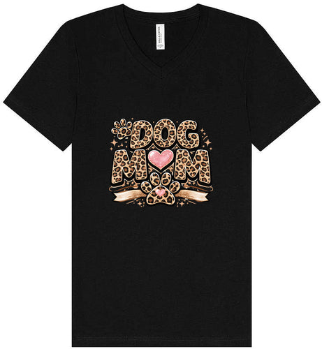 Leopard Print Dog Mom Unisex V-Neck Shirt