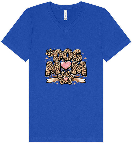 Leopard Print Dog Mom Unisex V-Neck Shirt