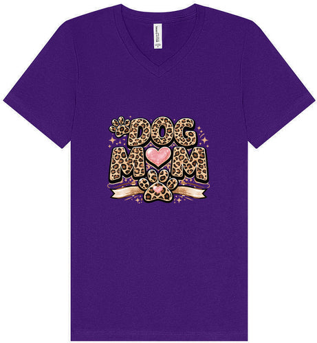 Leopard Print Dog Mom Unisex V-Neck Shirt