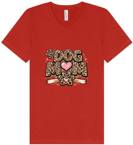 Leopard Print Dog Mom Unisex V-Neck Shirt