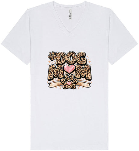 Leopard Print Dog Mom Unisex V-Neck Shirt