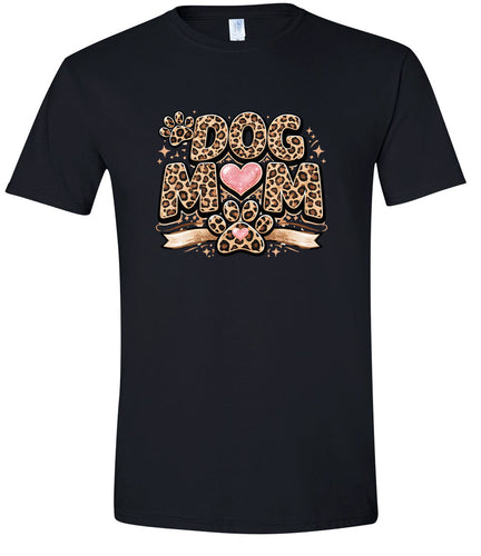 Leopard Print Dog Mom Adult Gildan Soft Shirt