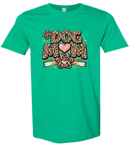 Leopard Print Dog Mom Adult Gildan Soft Shirt