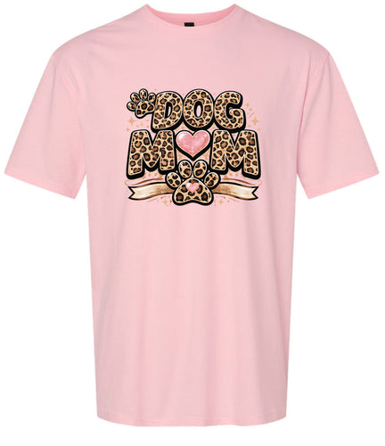 Leopard Print Dog Mom Adult Gildan Soft Shirt