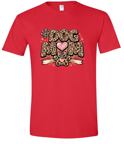 Leopard Print Dog Mom Adult Gildan Soft Shirt
