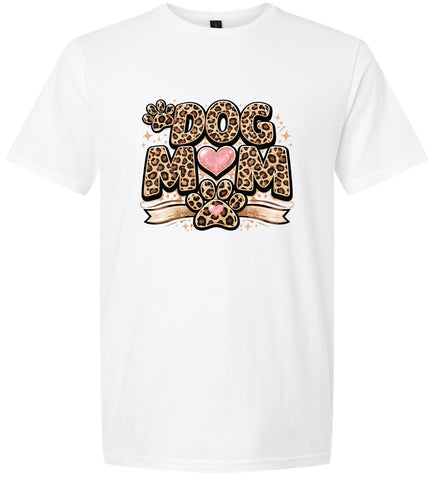 Leopard Print Dog Mom Adult Gildan Soft Shirt