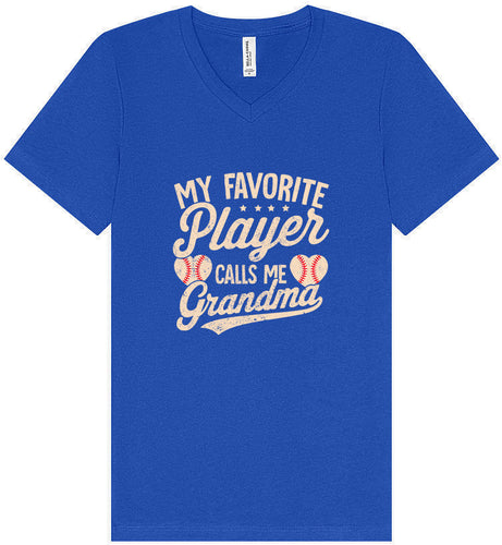 My Favorite Baseball Player Calls Me Grandma Unisex V-Neck Shirt