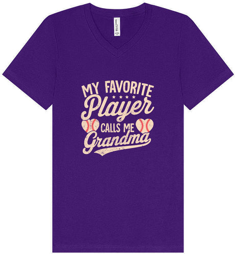 My Favorite Baseball Player Calls Me Grandma Unisex V-Neck Shirt