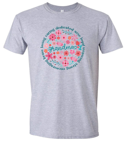 Flowers for Grandma Adult Gildan Soft Shirt