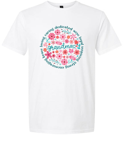 Flowers for Grandma Adult Gildan Soft Shirt