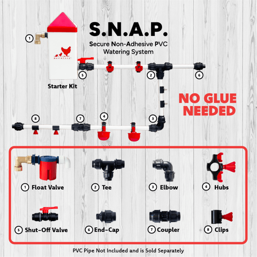 RentACoop Secure Non-Adhesive PVC (S.N.A.P) Watering System S.N.A.P Clips and Hubs Pack of 6